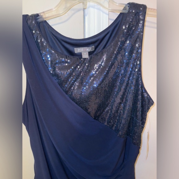 NWT Roz & Ali Ruched Navy sequined dress size 16 - Picture 4 of 8
